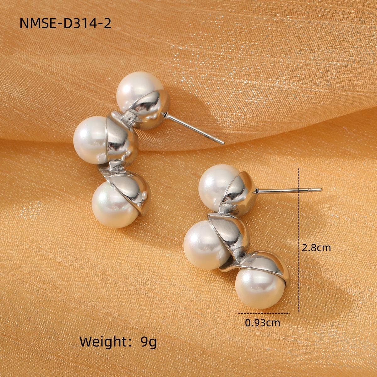 French Retro Titanium Steel Pearl Hearth Shaped Earrings Arrival Wild High Grade Stainless Steel Earrings Earrings