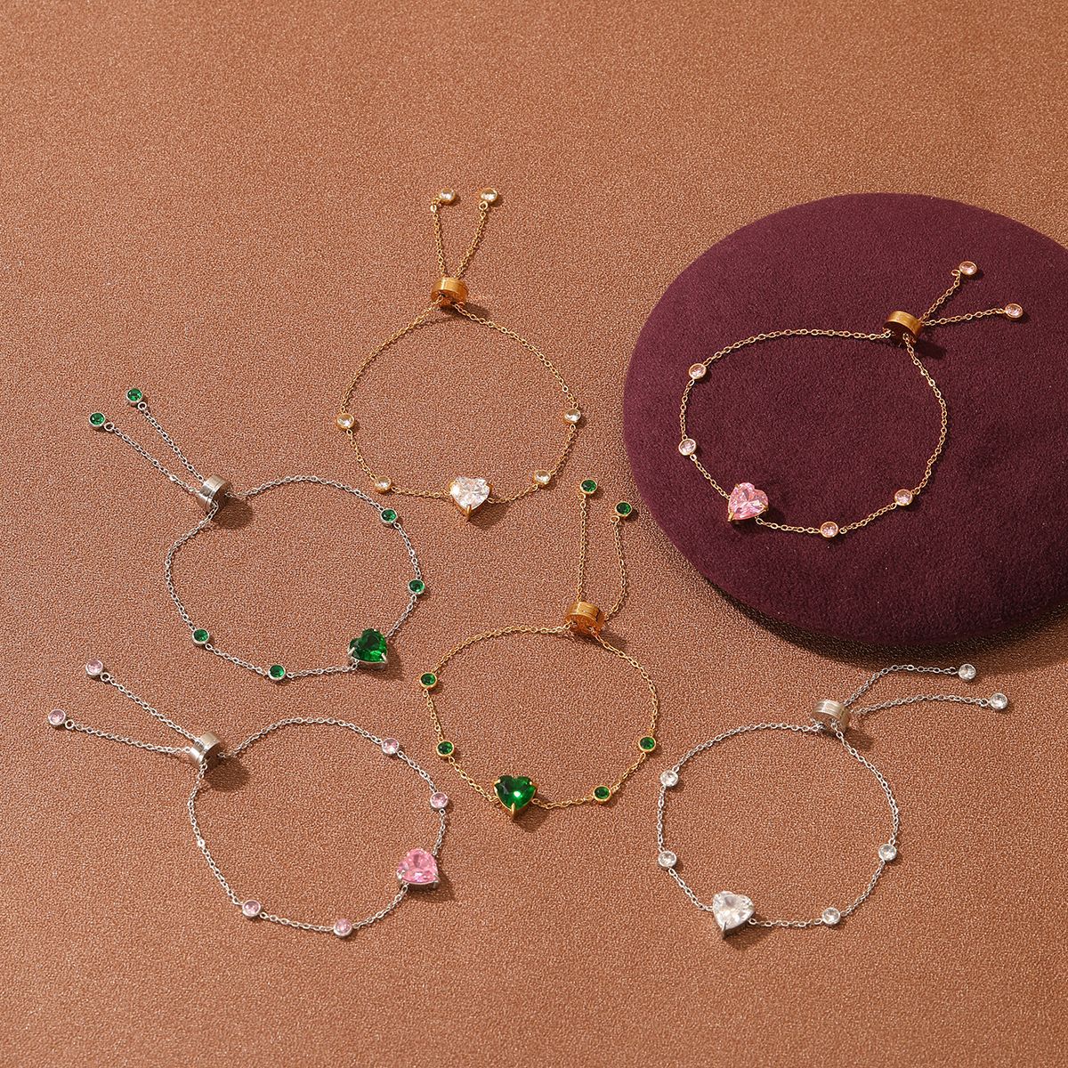 Arrival Starry Sky Heart Shape with Diamond Titanium Steel Bracelet Women Special Interest Light Luxury Colorful Crystals Stainless Steel Bracelet