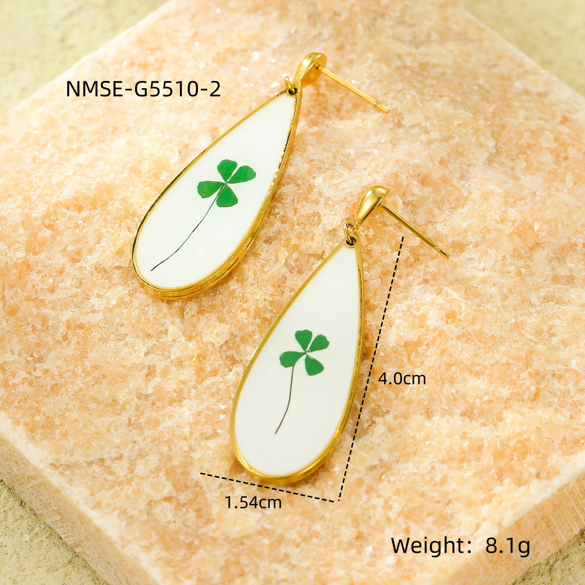 Heart Water Drops Geometric Abstract Dried Floral Drop Oil Eardrops Stud Earrings Earrings Titanium Steel Ornament