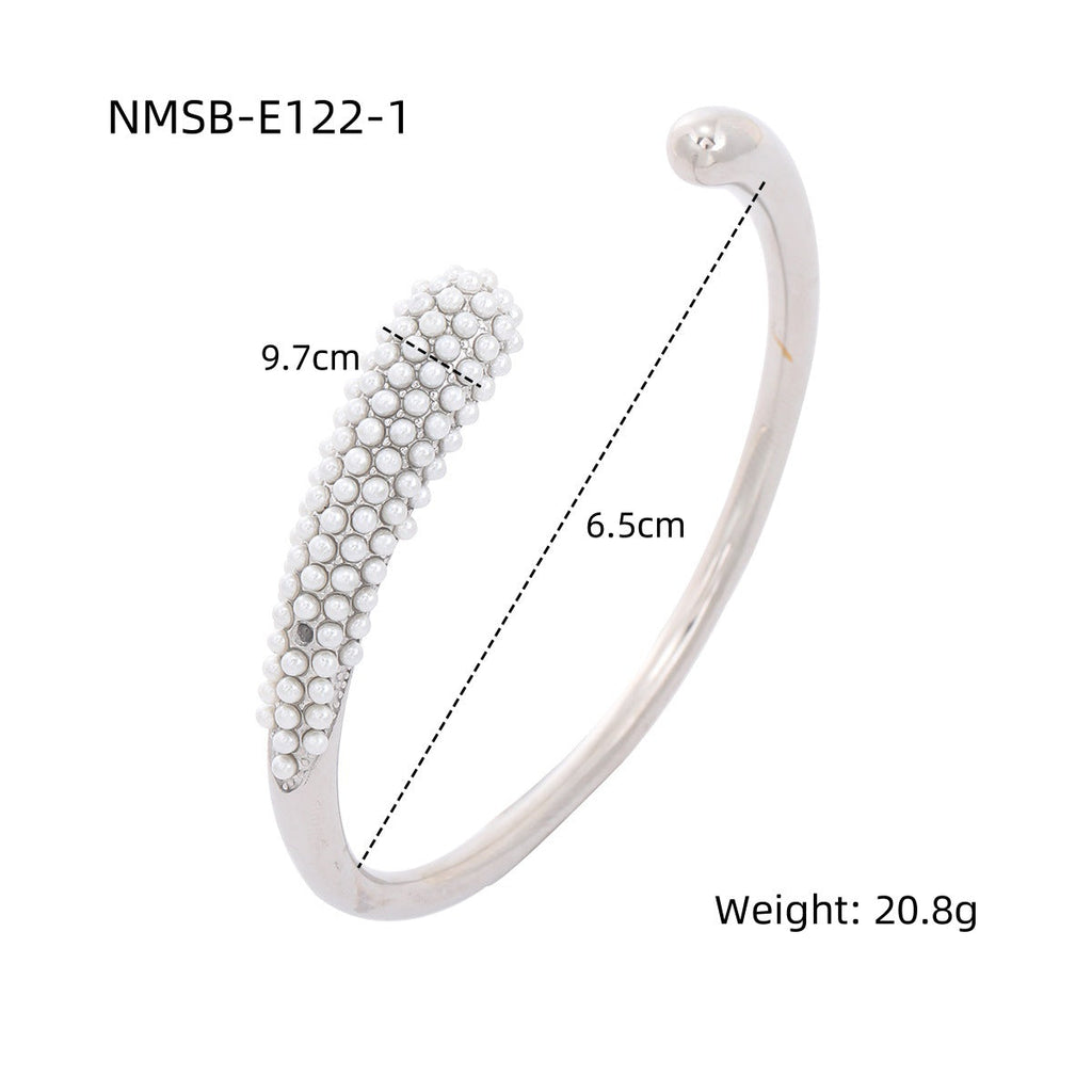 Pearl Zircon Titanium Steel Bracelet for Girls High Sense 18K Gold Stainless Steel Jewelry