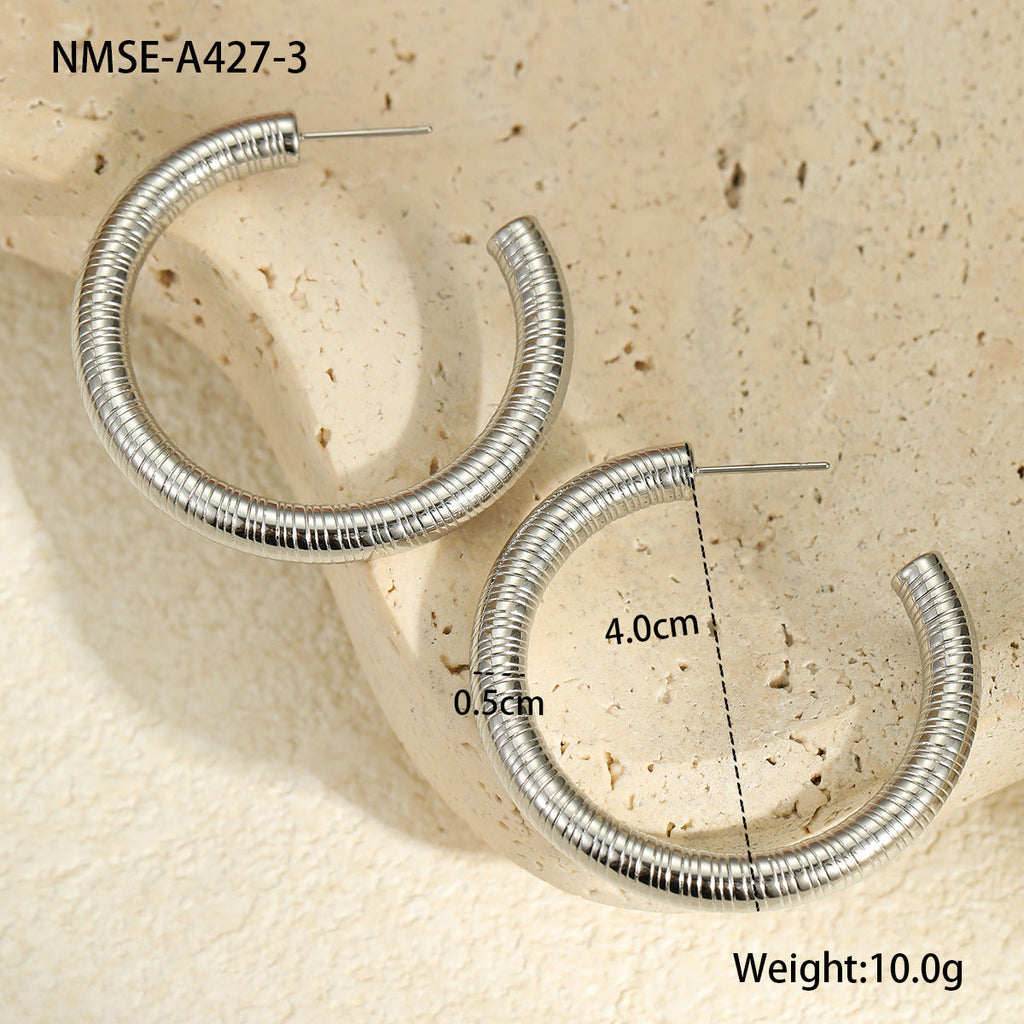 Stainless Steel Earrings Non Fading Design Ring round Beads Earrings Eardrops