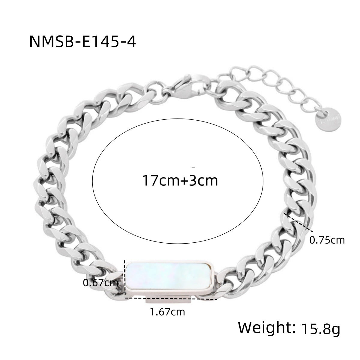 Arrival Light Luxury High Grade Square Black White Fritillary Titanium Steel Bracelet 18K Metal Good Texture Personality Design