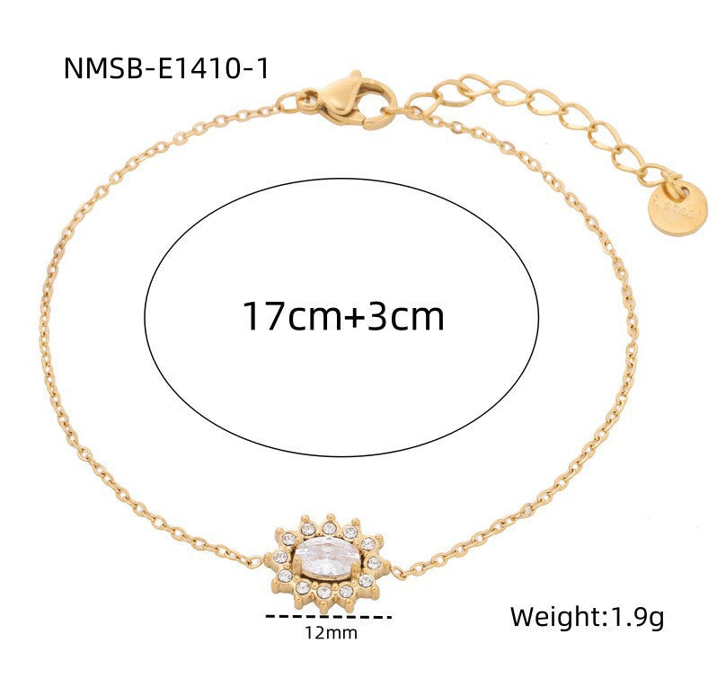 Heart Shape Diamond Titanium Steel Bracelets Women Non Fading Wild Stainless Steel Ornament