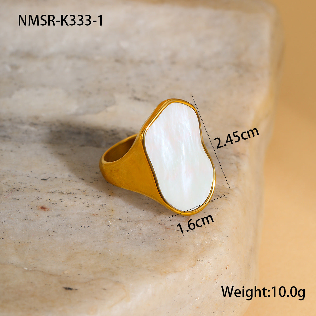 Advanced Design Fritillary Titanium Steel Ring Non Fading 18K Gold Plating Niche Hand Jewelry