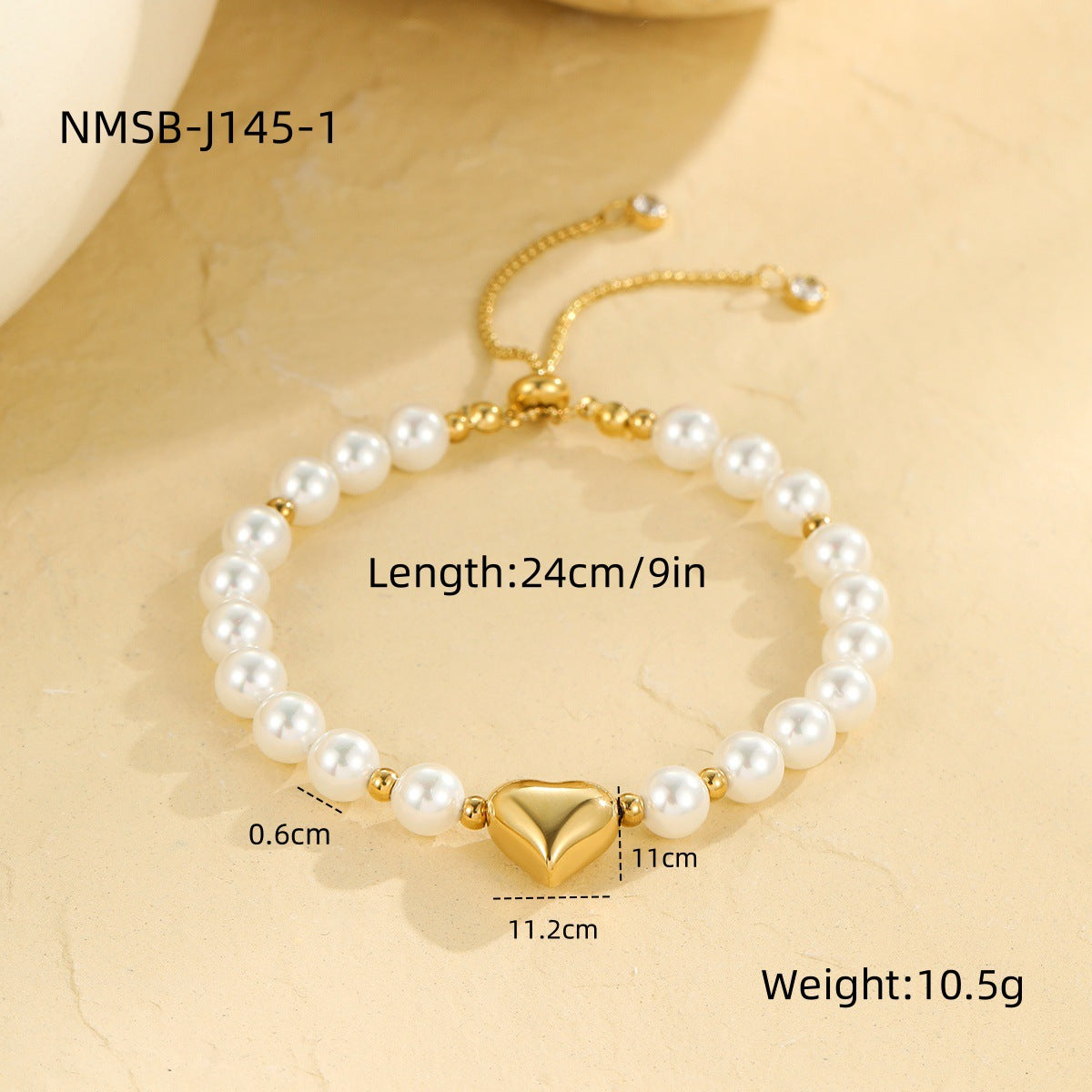 High Grade Sweet Cool Pearl Heart Bracelet Twin Colorfast 18K Bracelet Affordable Luxury