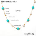 Niche Natural Turquoise Imitation Pearl Necklace Bracelet Stainless Steel Light Luxury Elegant Outfit