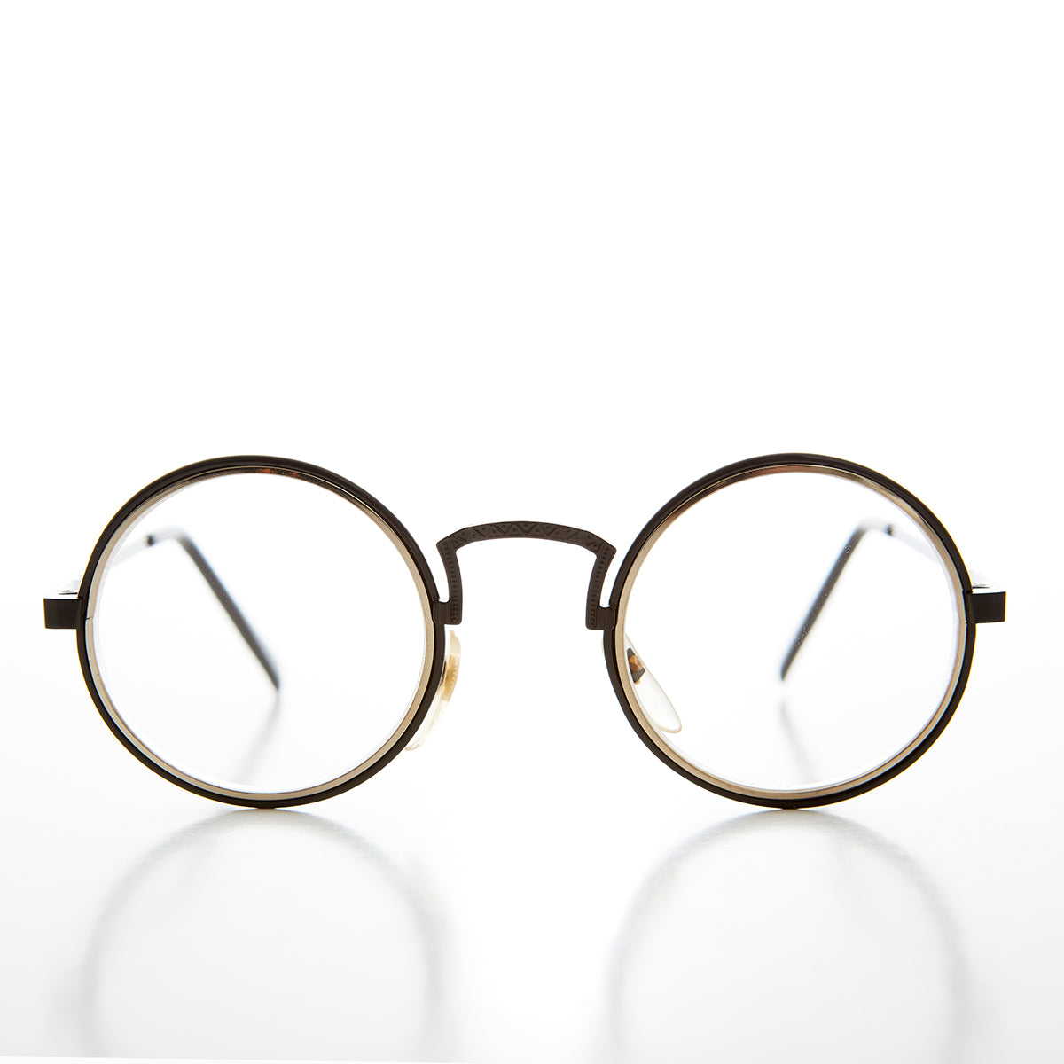 Vintage Round Clear Lens Pretend Eye Glasses - Oreo
