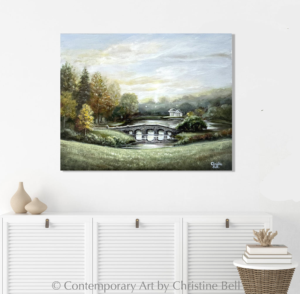 "A Romantic Journey" GICLÉE PRINT Landscape Oil Painting, "Pride and Prejudice" Palladian Bridge