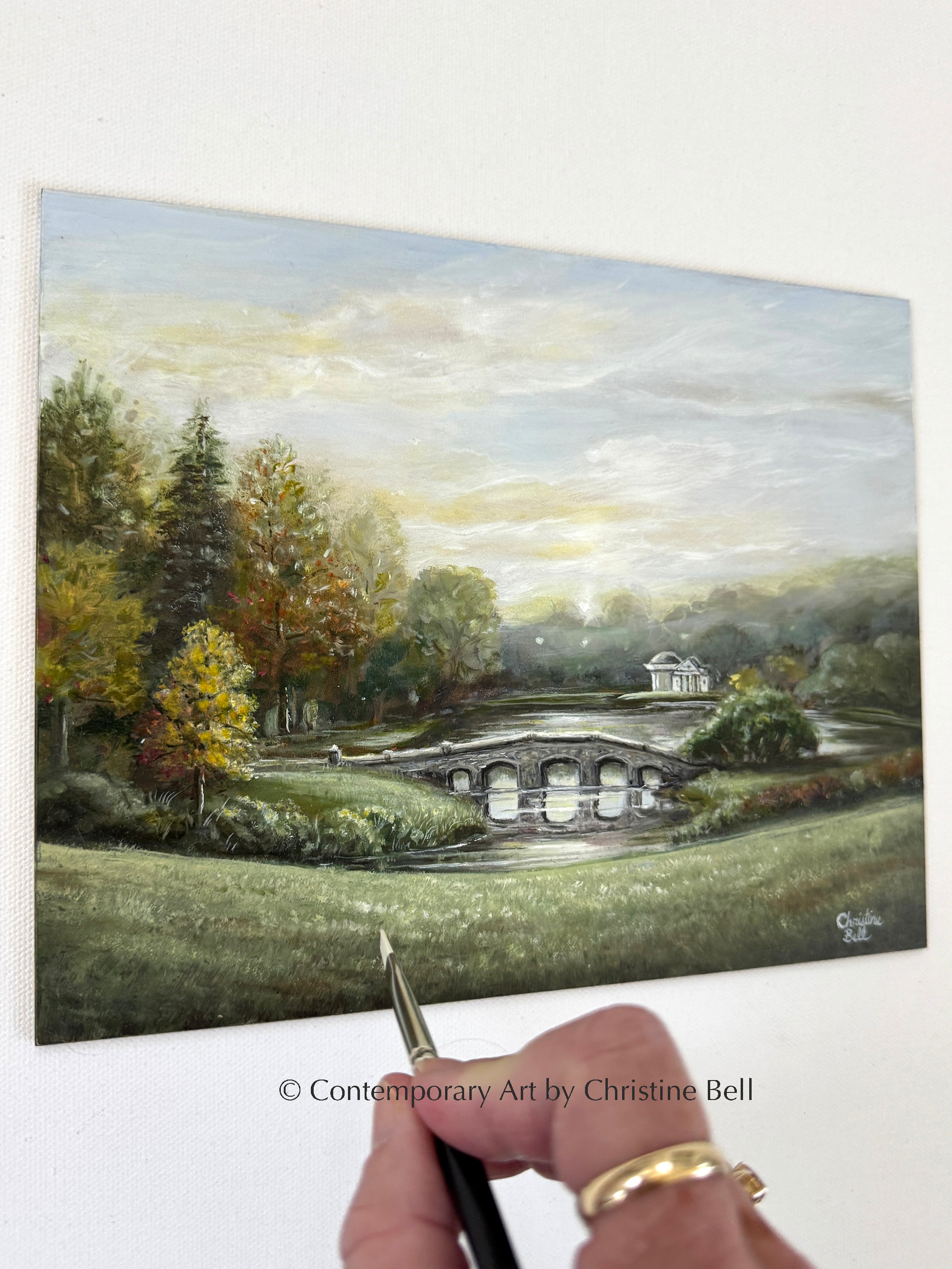 "A Romantic Journey" GICLÉE PRINT Landscape Oil Painting, "Pride and Prejudice" Palladian Bridge