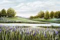 "Beyond the Lupine Meadow" GICLEE PRINT Floral Landscape Painting, Lavender Flowers, River, Trees