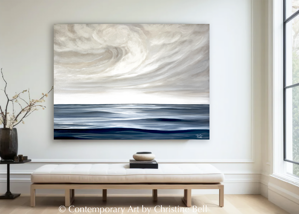 "The Calm Before the Storm" GICLÉE PRINT, Modern Coastal Ocean Seascape Beach Painting