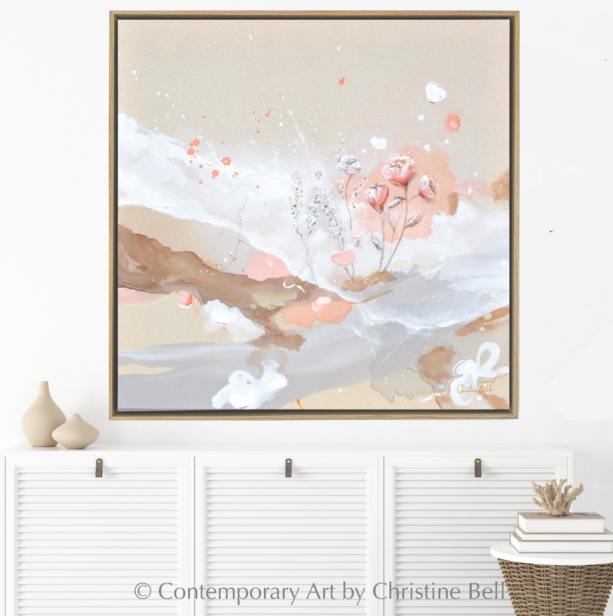"Serendipity" GICLEE PRINT Abstract Painting, Blush Pink, Neutral, Flowers