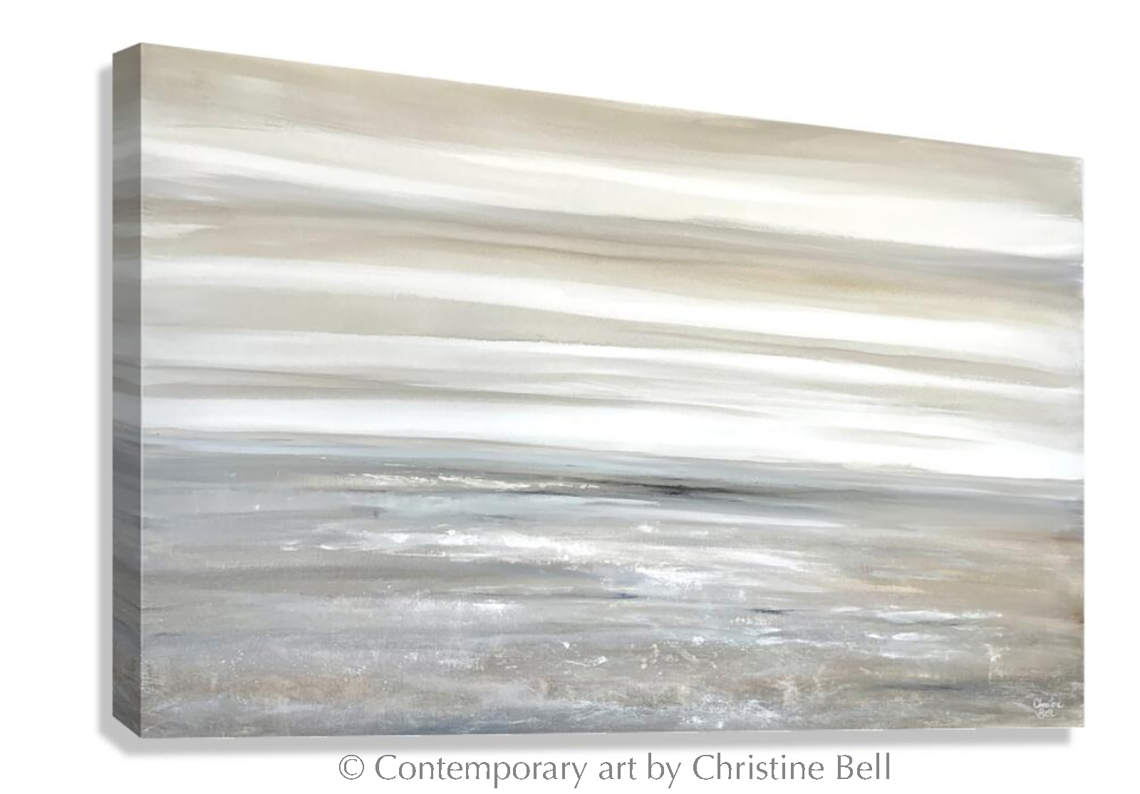 "Sand Dunes" Giclée Print, Coastal Abstract Painting, Grey, Beige, Taupe, White,
