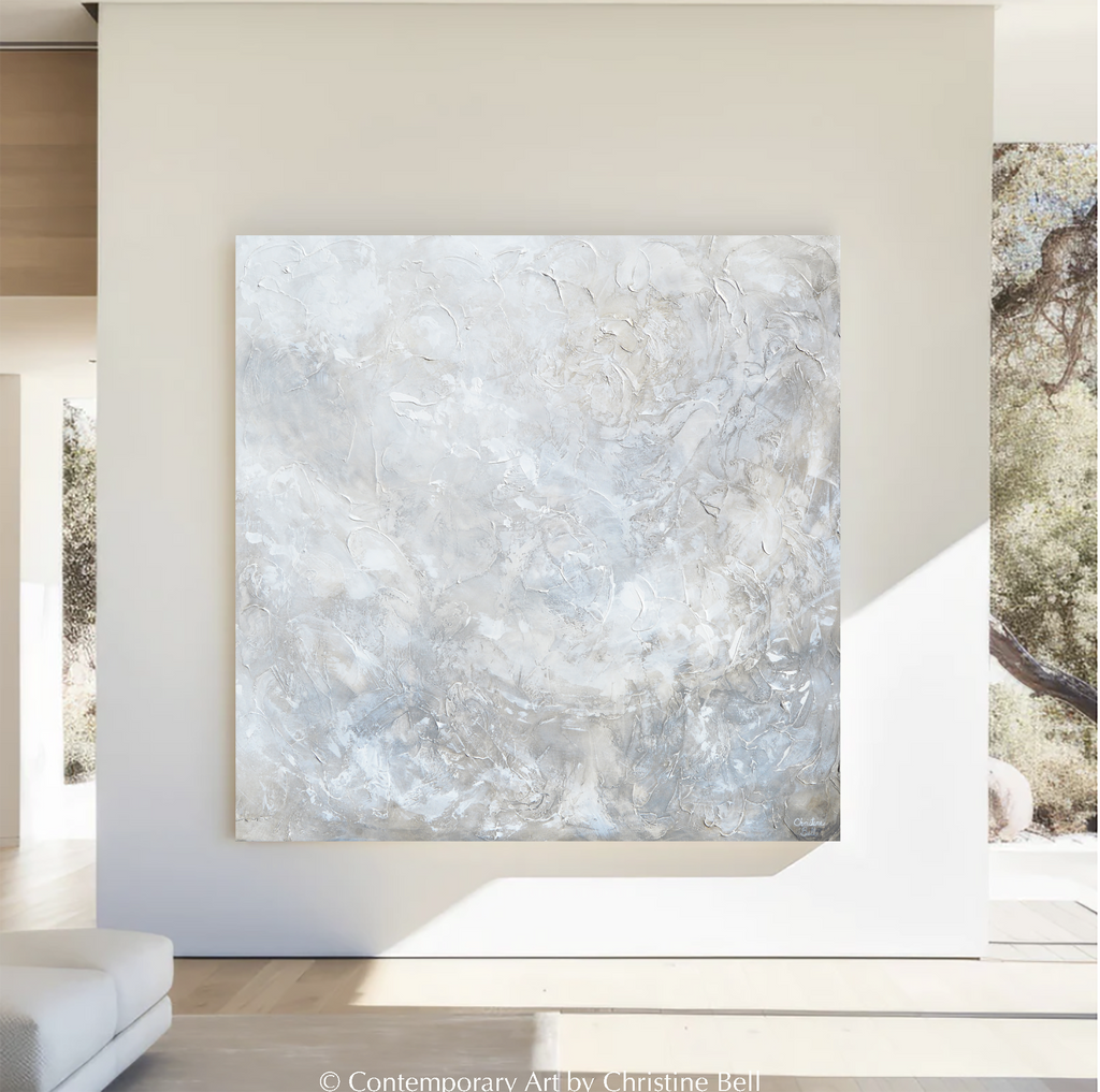 "Silhouette" GICLEE PRINT Coastal Abstract Painting, Neutral, Grey, White, Taupe, Cream, Stone
