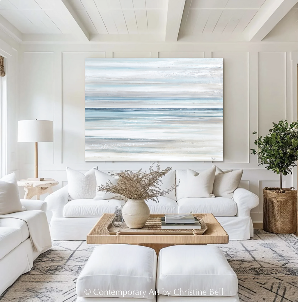 "Tranquility II" GICLÉE PRINT, Coastal Abstract Ocean Seascape Painting, Neutral Beach Art