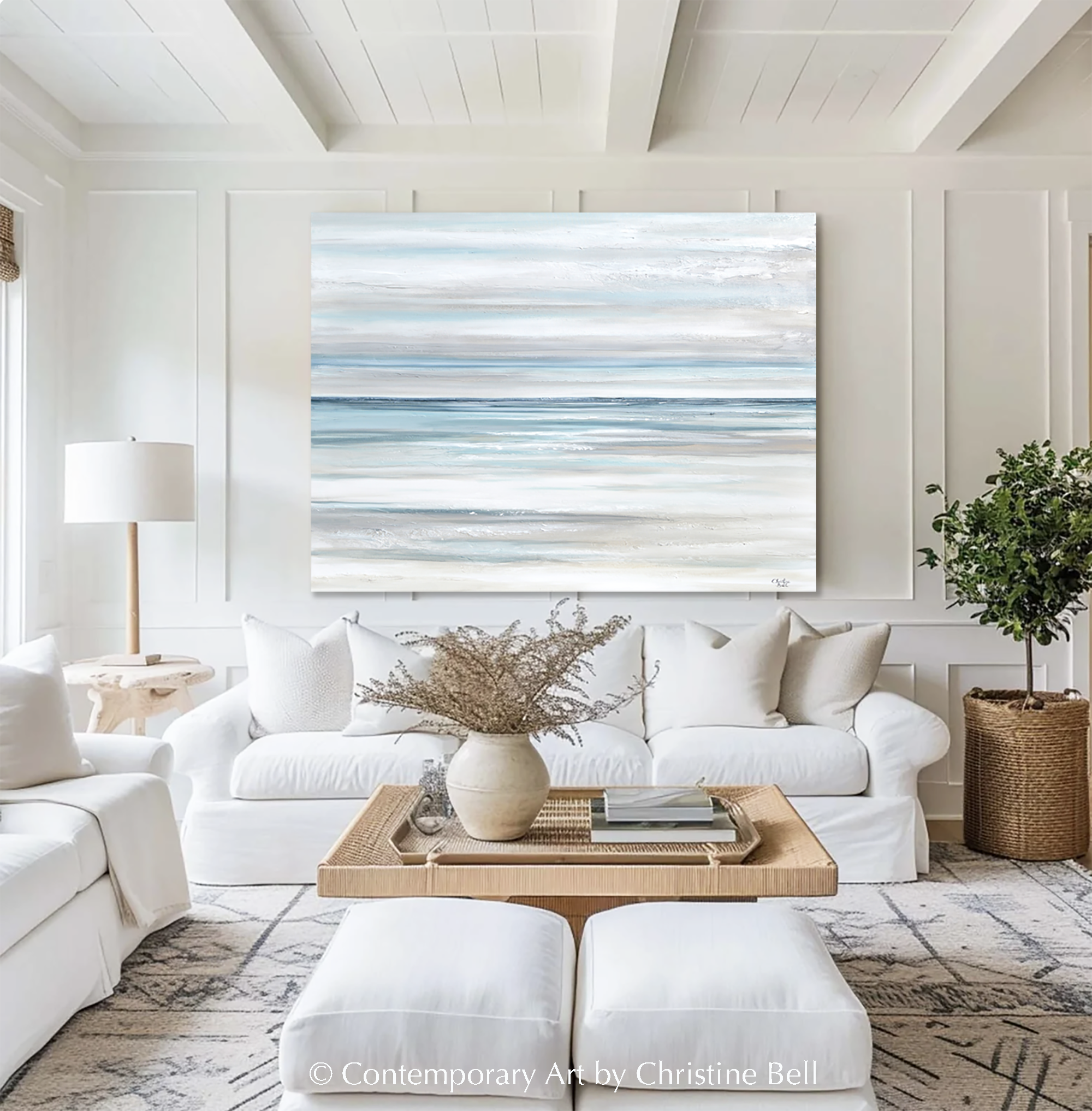 "Tranquility II" GICLÉE PRINT, Coastal Abstract Ocean Seascape Painting, Neutral Beach Art