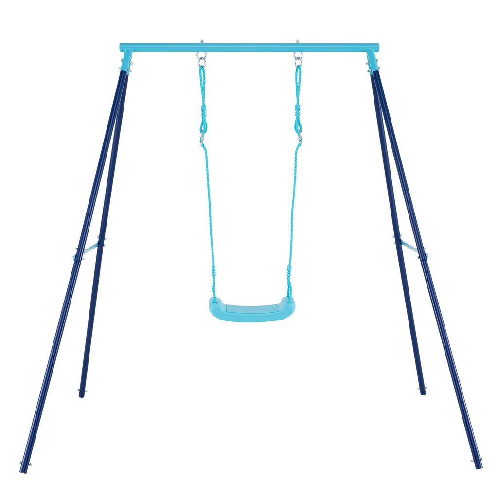 Outdoor Heavy Duty Metal Toddler Swing Set with Stand-Blue