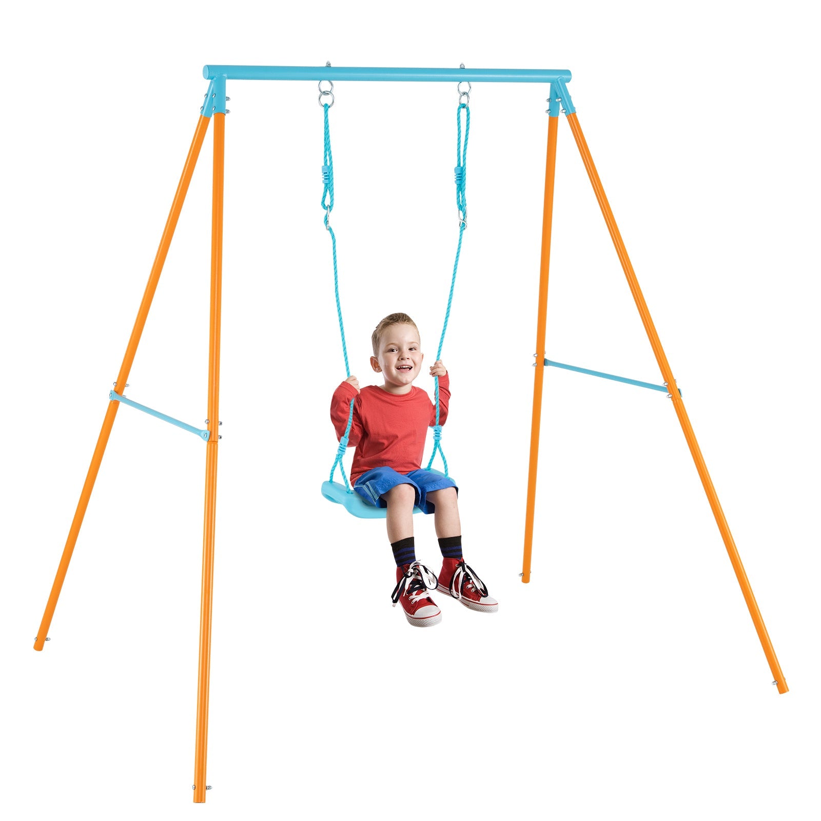 Outdoor Heavy Duty Metal Toddler Swing Set with Stand-Orange