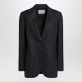 Prada Blue Single-Breasted Jacket In Wool Women