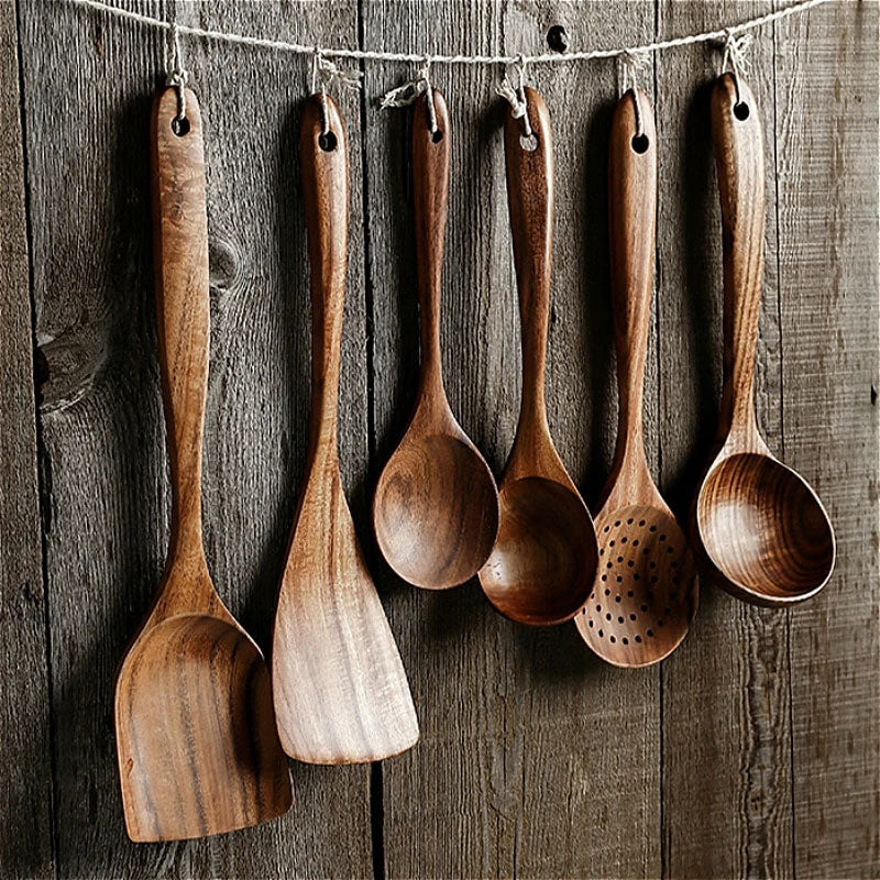 Premium Teak Wooden Utensil Set | 3CARATS