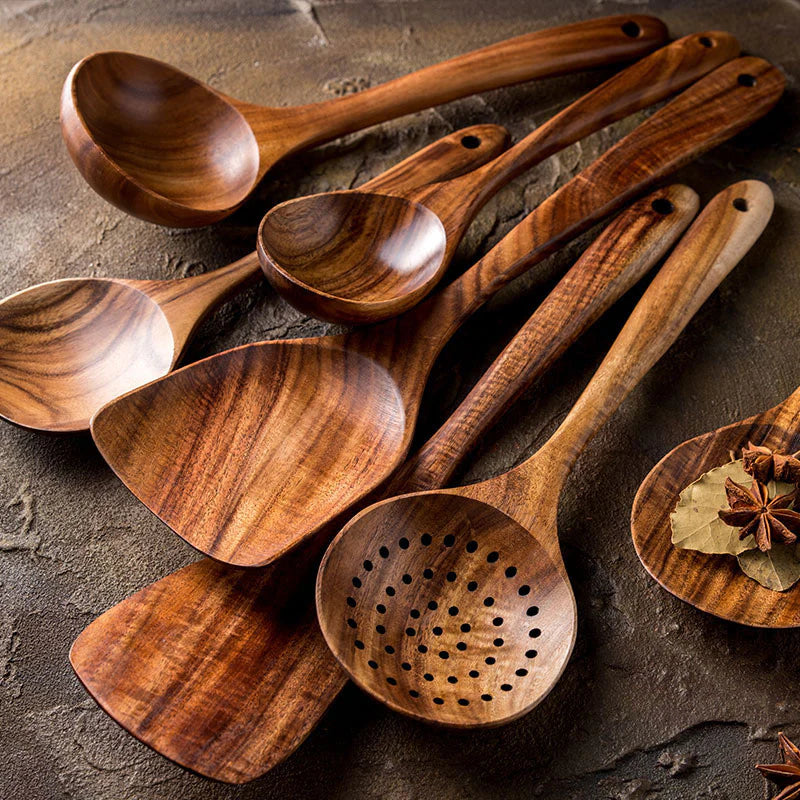 Premium Teak Wooden Utensil Set | 3CARATS