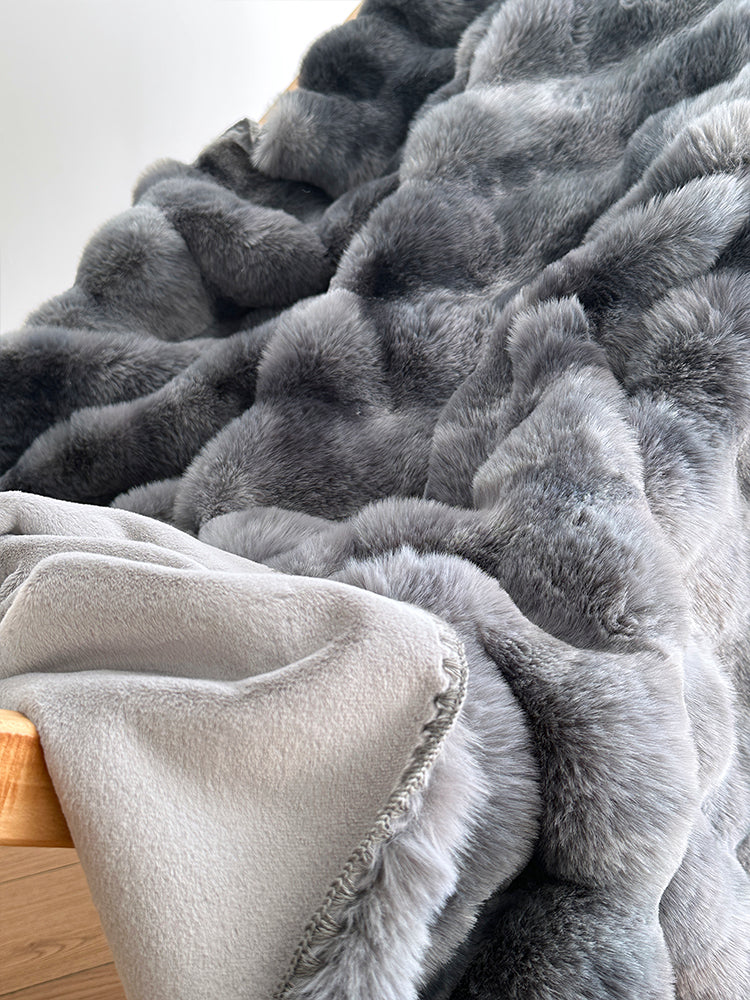 Premium Tie-Dye Faux Fur Rabbit Plush Sofa Blanket | 3CARATS