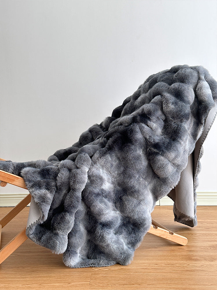 Premium Tie-Dye Faux Fur Rabbit Plush Sofa Blanket | 3CARATS