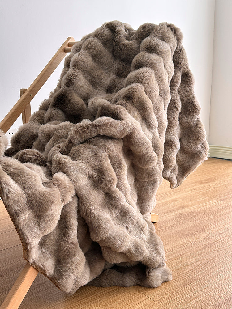 Premium Tie-Dye Faux Fur Rabbit Plush Sofa Blanket | 3CARATS