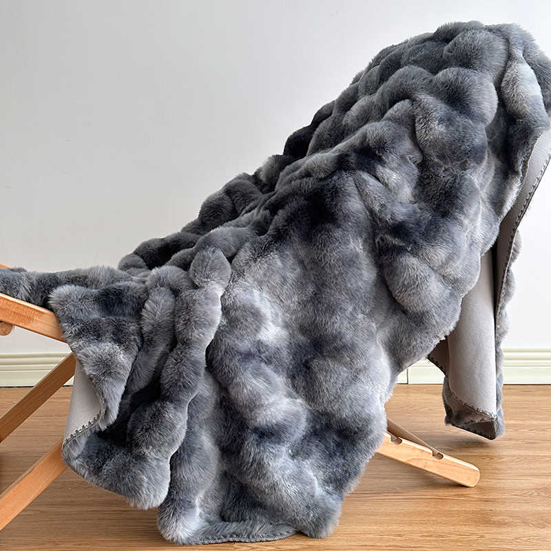 Premium Tie-Dye Faux Fur Rabbit Plush Sofa Blanket | 3CARATS