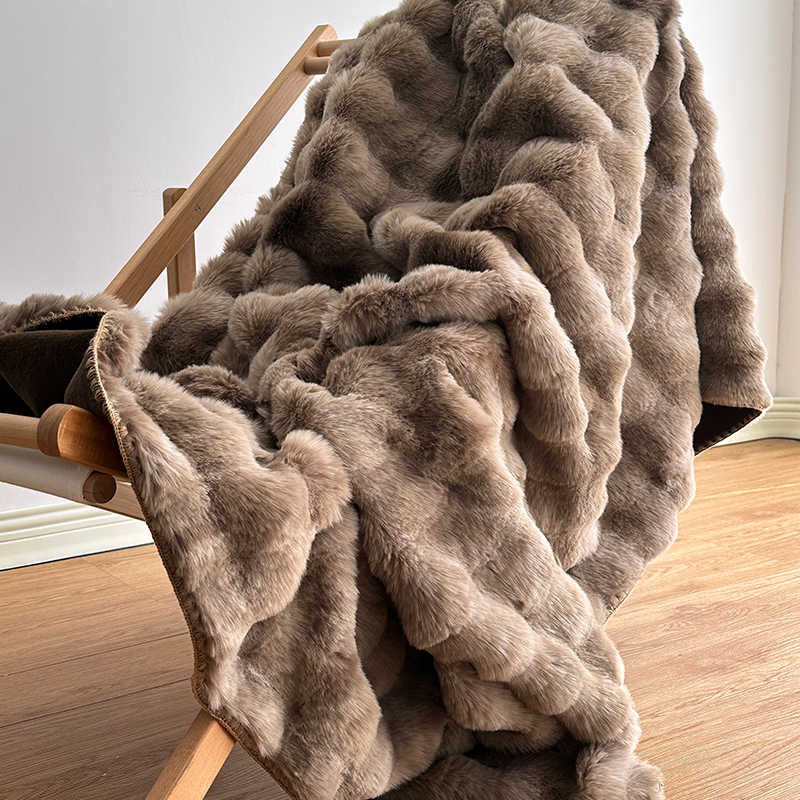 Premium Tie-Dye Faux Fur Rabbit Plush Sofa Blanket | 3CARATS