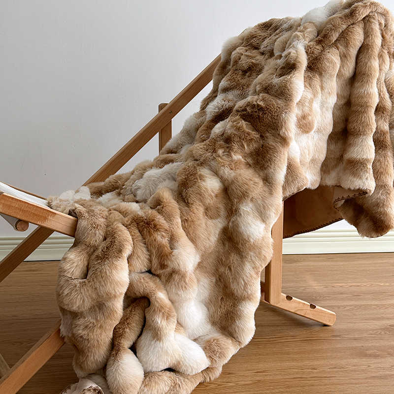 Premium Tie-Dye Faux Fur Rabbit Plush Sofa Blanket | 3CARATS