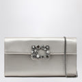 Roger Vivier Pearl Grey Satin Clutch Bag With Buckle Women