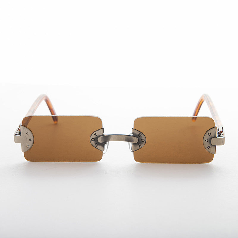 90s Vintage Rare Rectangle Rimless Punk Goth Sunglass - Rebel 2