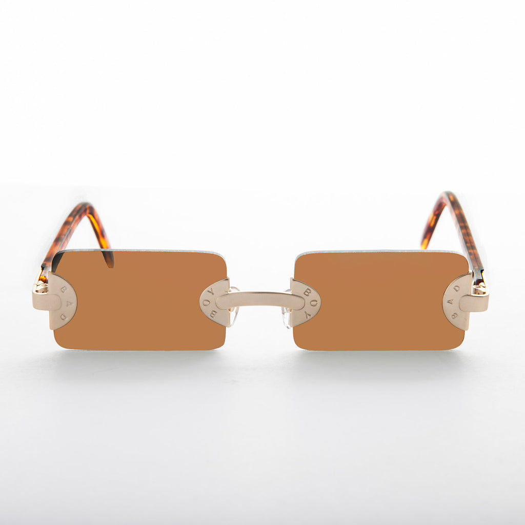 90s Vintage Rare Rectangle Rimless Punk Goth Sunglass - Rebel 2