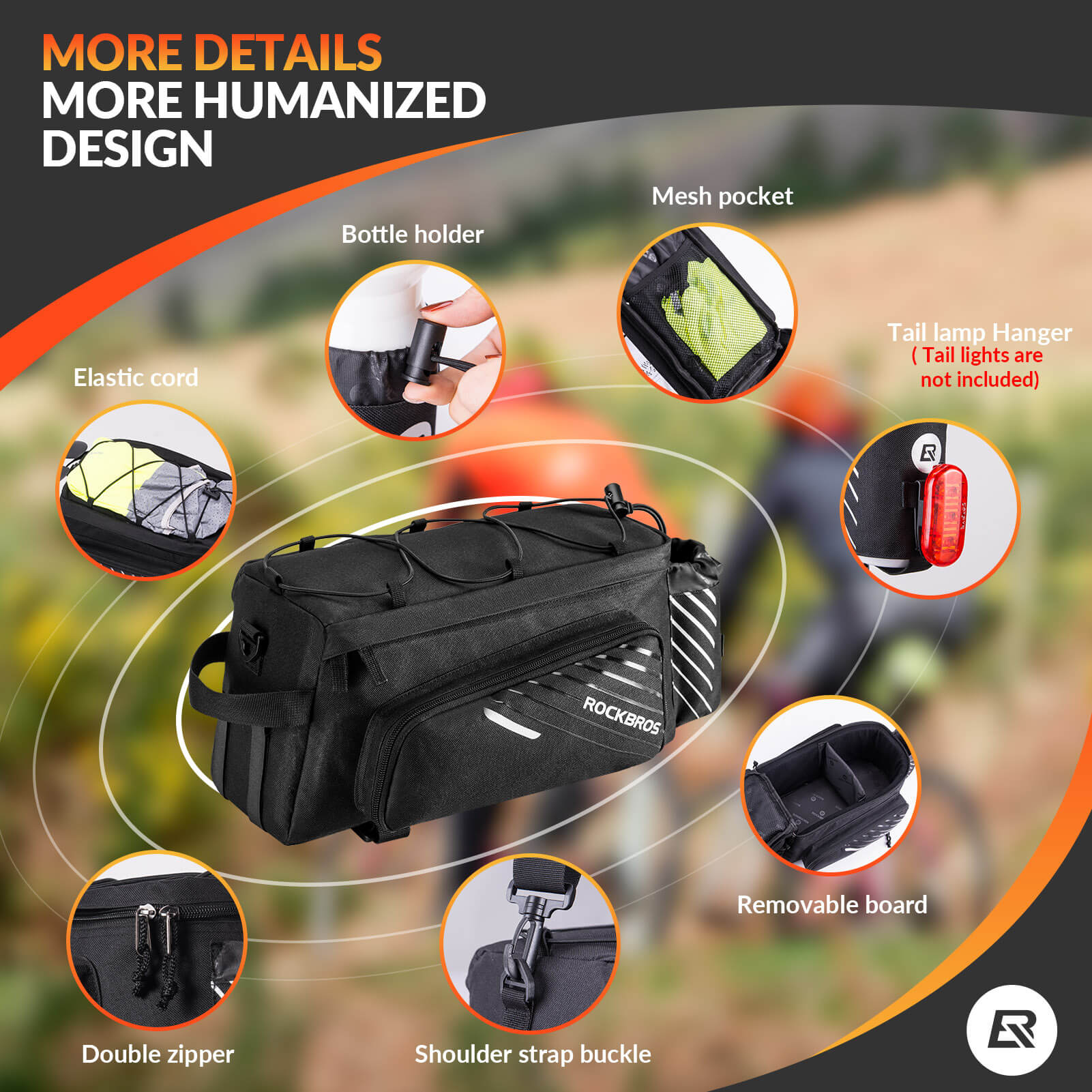 ROCKBROS 12L Bike Rack Bag with Rain Cover