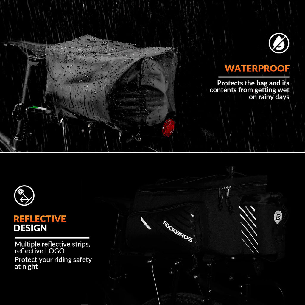 ROCKBROS 12L Bike Rack Bag with Rain Cover