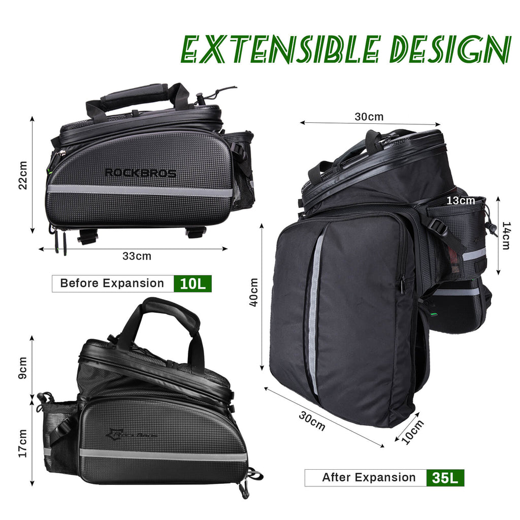ROCKBROS Bike Rear Rack Bag Waterproof Multifunctional Bike Trunk Bag