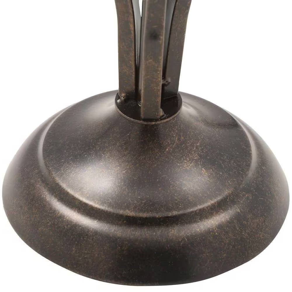 Traditional Bronze Metal Finish Table Lamp with Beige Linen Shade