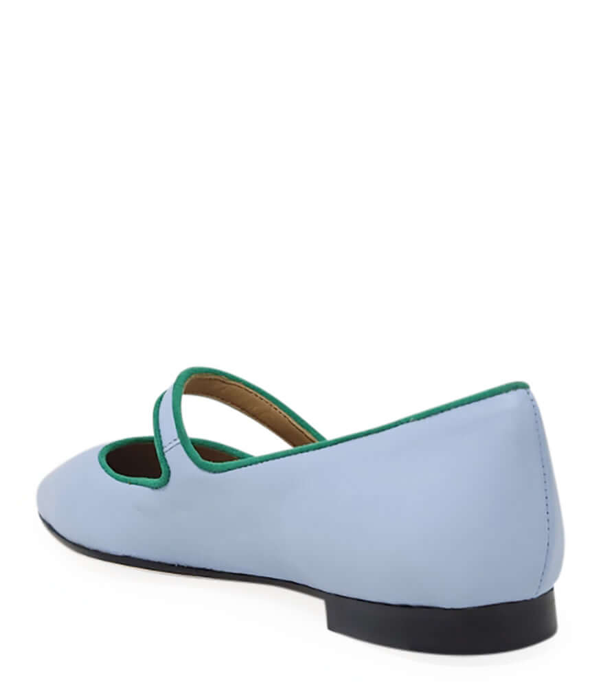 Blue Leather Flat Pointy Ballet