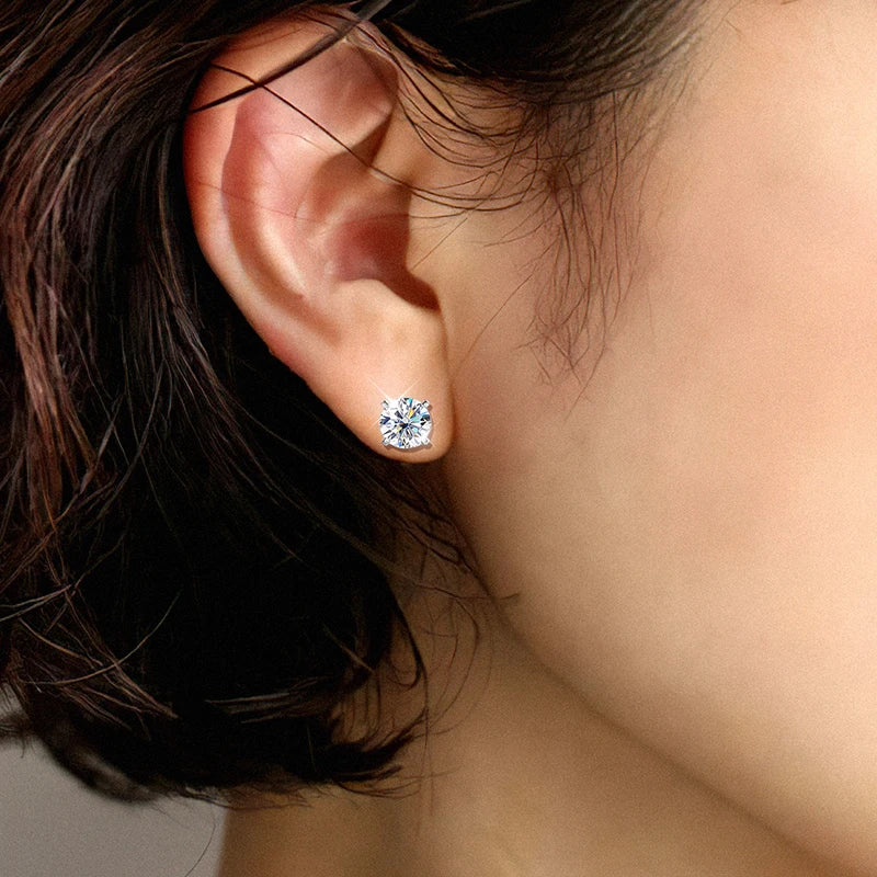 925 Sterling Silver Moissanite Stud Earring for Women