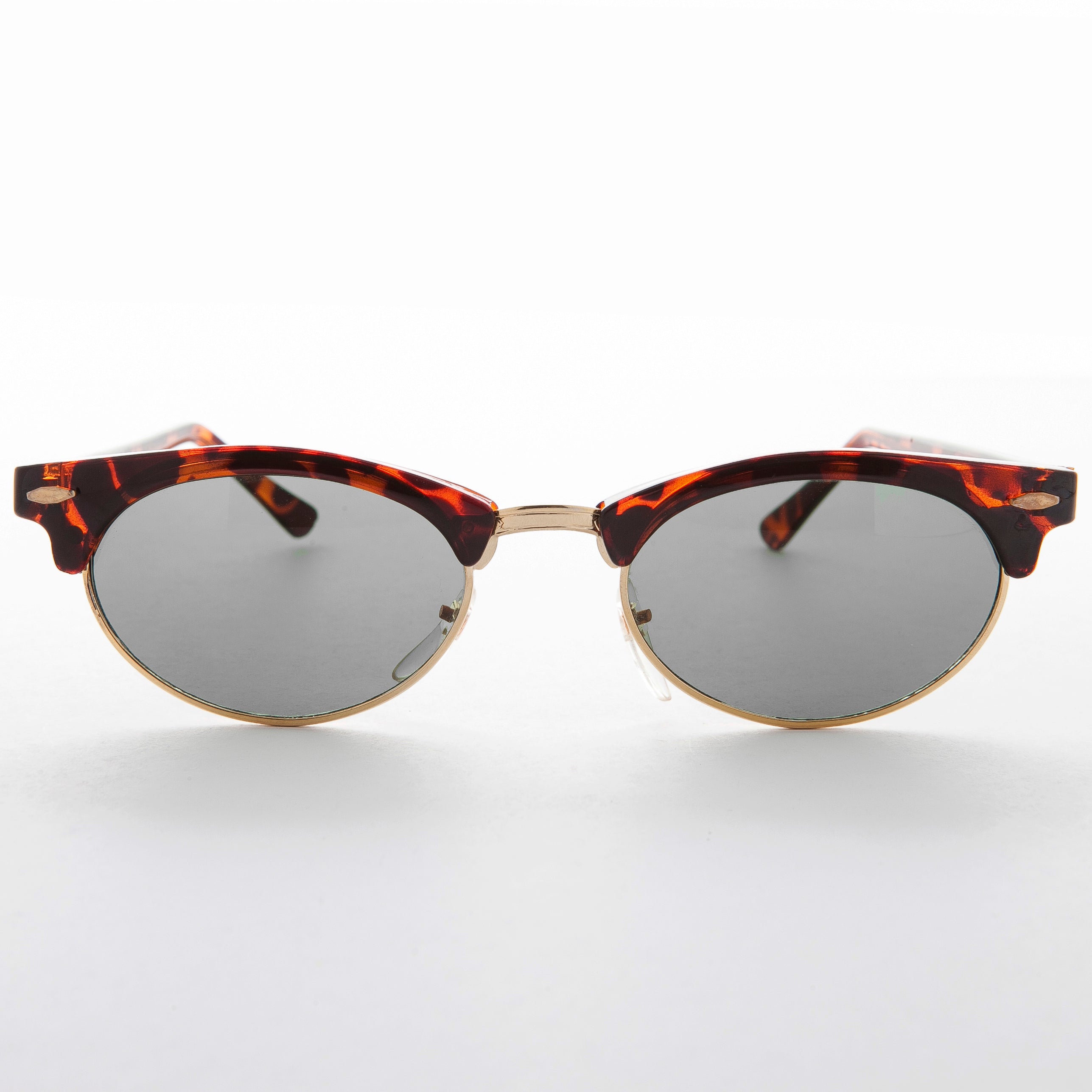 Oval Horn Rim Vintage Sunglass with Glass Lens - Shelby