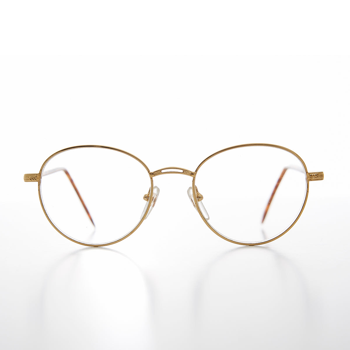 Round Gold Reading Glasses with Tube Temples - Shiloh