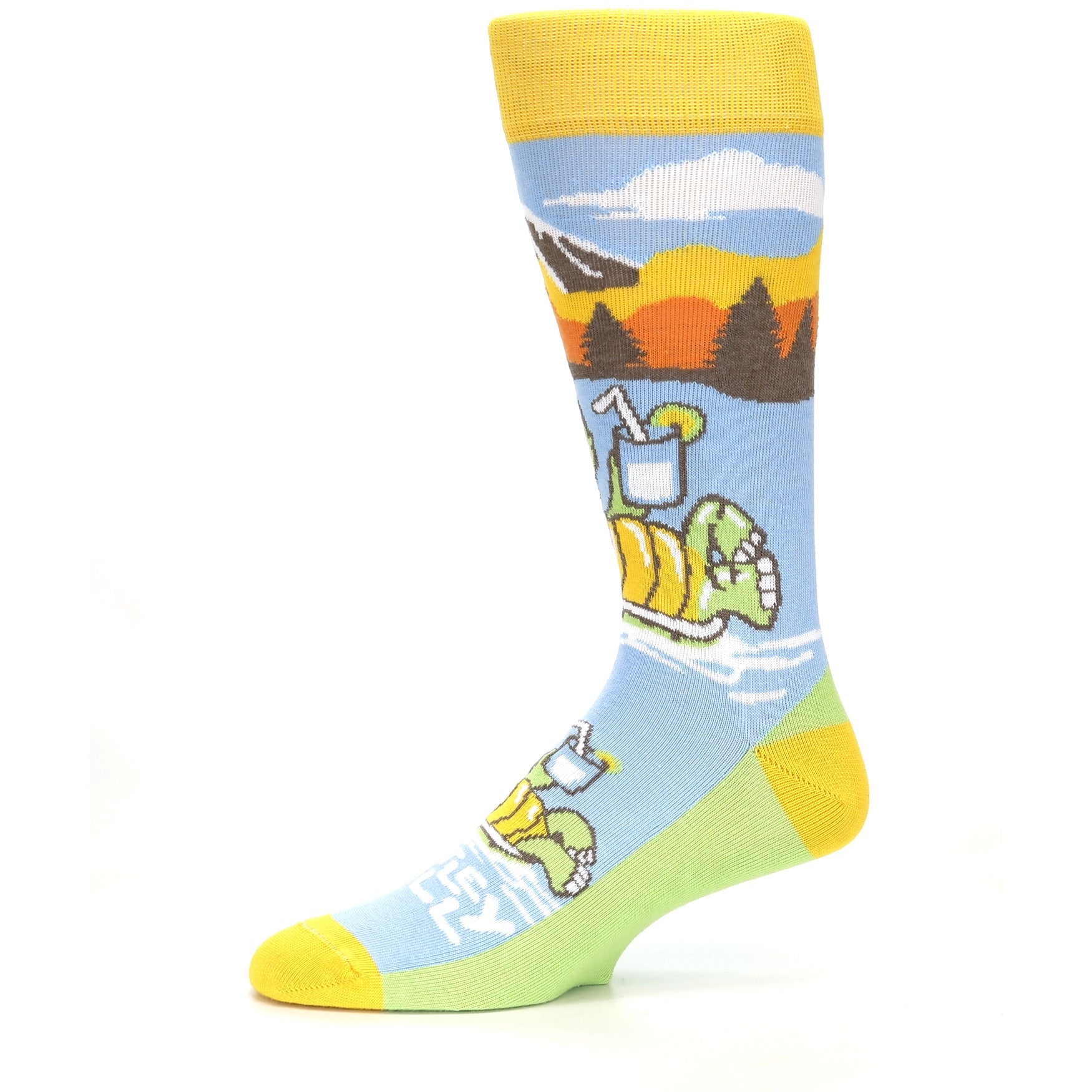 Blue Green Turtley Chill Turtle Men's Dress Socks