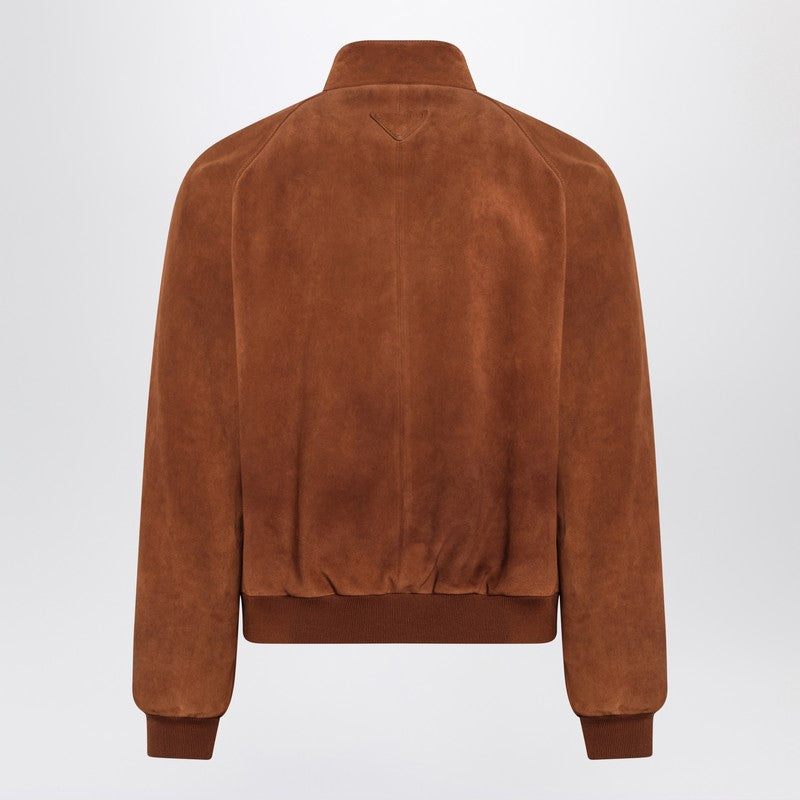 Prada Camel-Coloured Suede Bomber Jacket Men