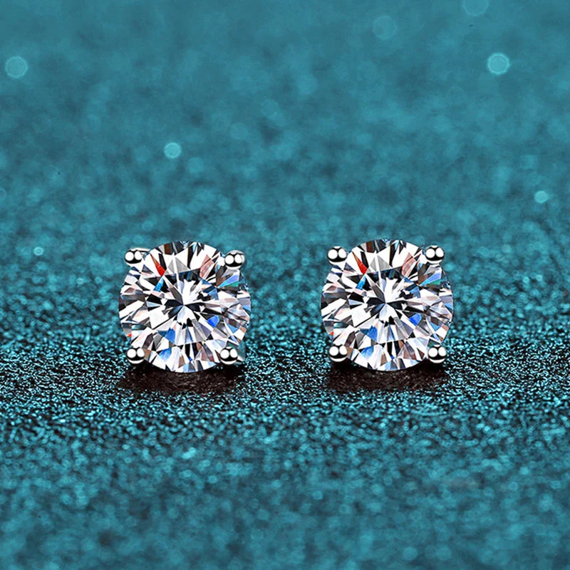 925 Sterling Silver 2.0ct Moissanite Stud Earrings for Women