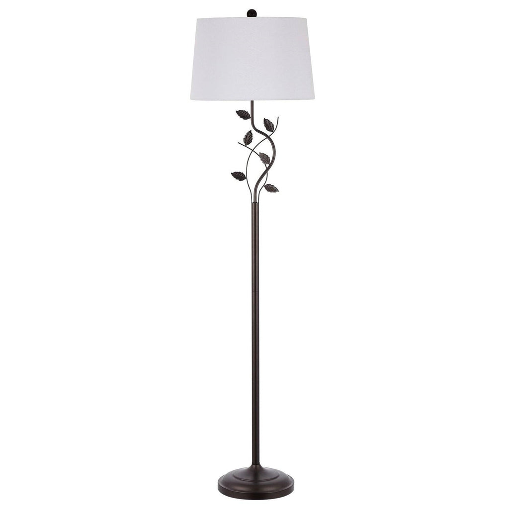 Vine Leaves Floor Lamp in Bronze Finish with White Shade