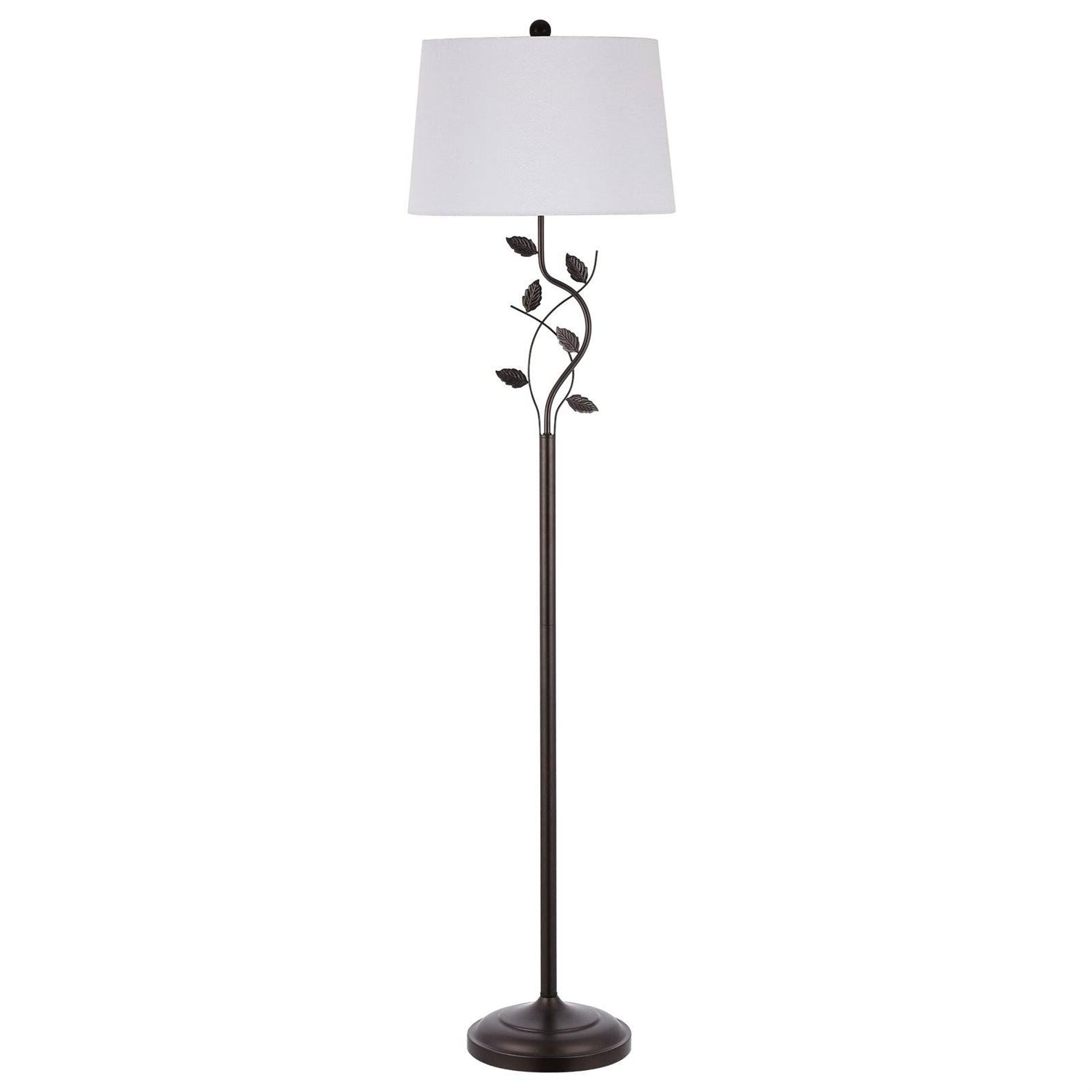 Vine Leaves Floor Lamp in Bronze Finish with White Shade