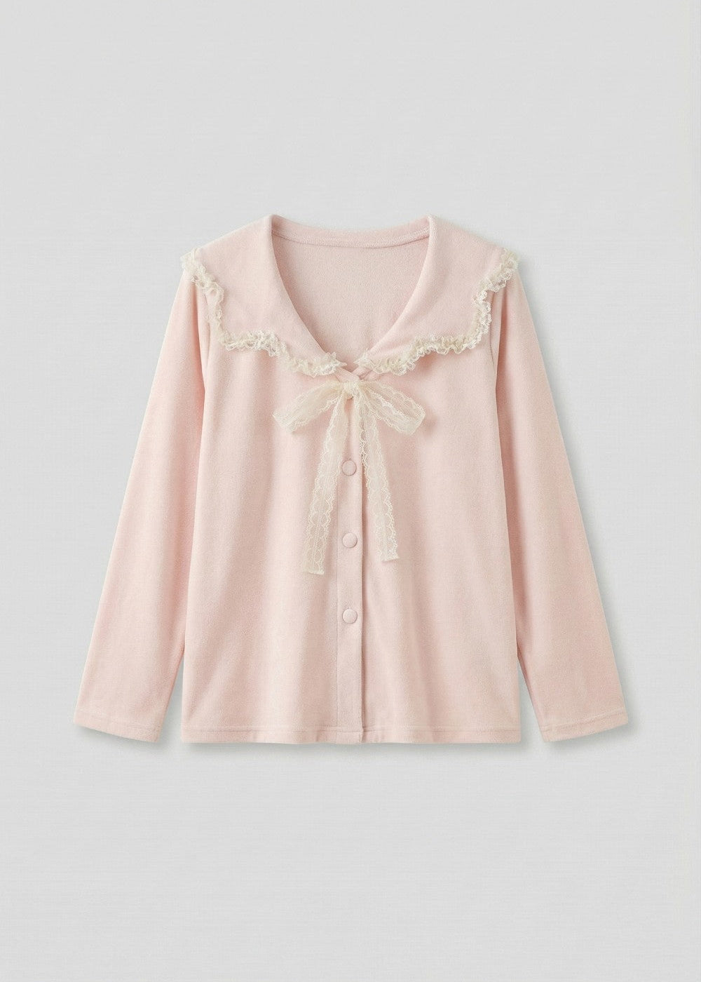 Rosy Velvet Coquette Lace Pajama Set / Blue