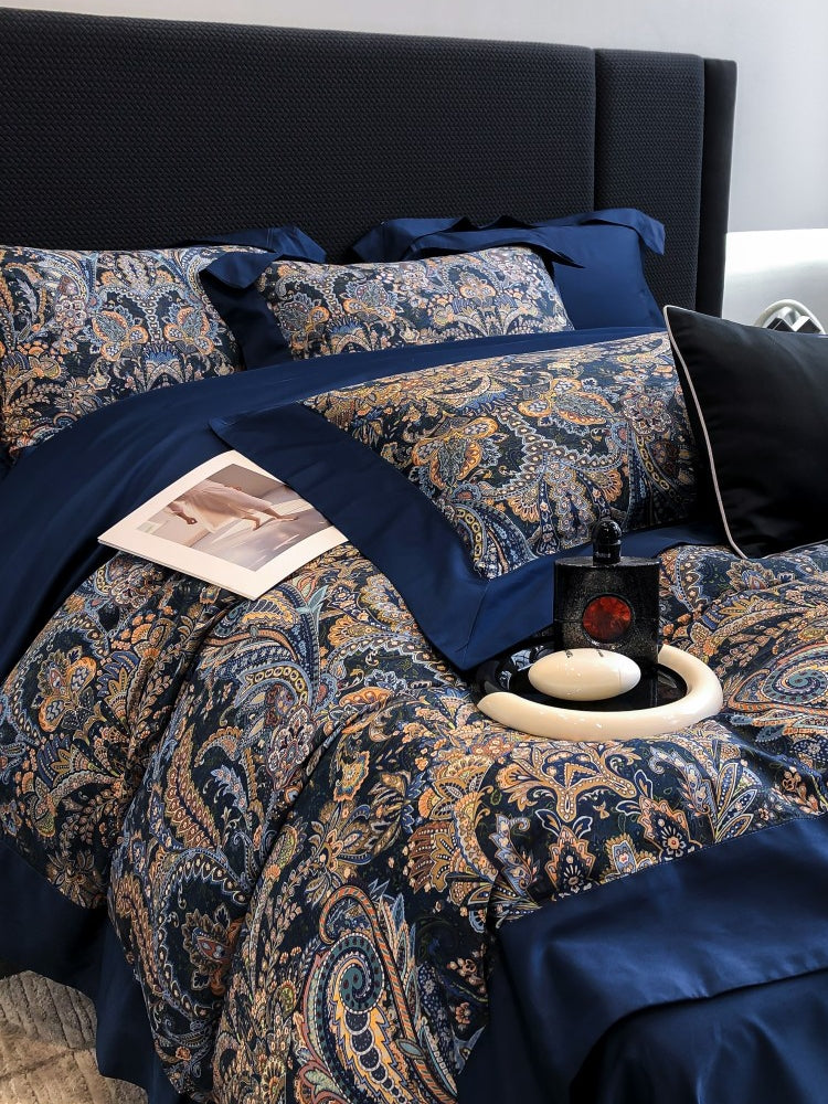 Vintage European Elegant Printed Cotton Sateen Bedding Set | 3CARATS