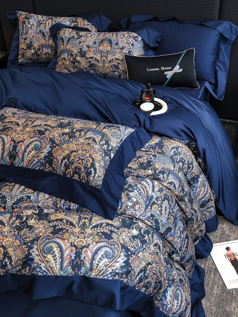 Vintage European Elegant Printed Cotton Sateen Bedding Set | 3CARATS